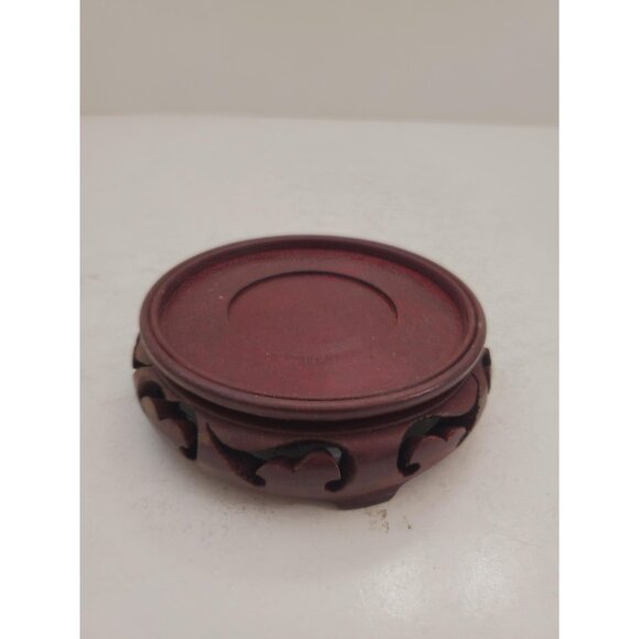 Vintage Chinese Hardwood Carved Wood Stand 4" inside Diameter Vintage/Chinese - Picture 2 of 10